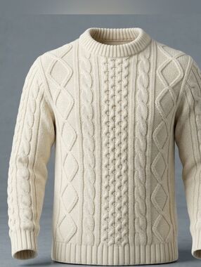 Vintage Thunderbird Cable Knit Crew Neck Women's White Capsule Sweater Size M-L